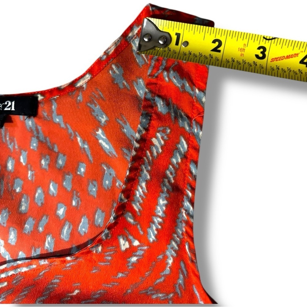 Forever 21 Orange/White and Gray Patterned Sweatheart Neck Sleveless Mini Dress - Picture 11 of 16